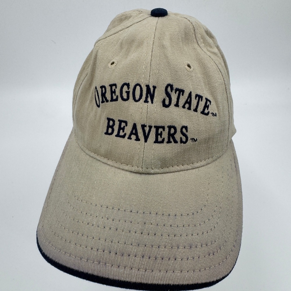 University Square Oregon State Beavers Hat Tan Navy‎ Made in USA Adjustable VTG